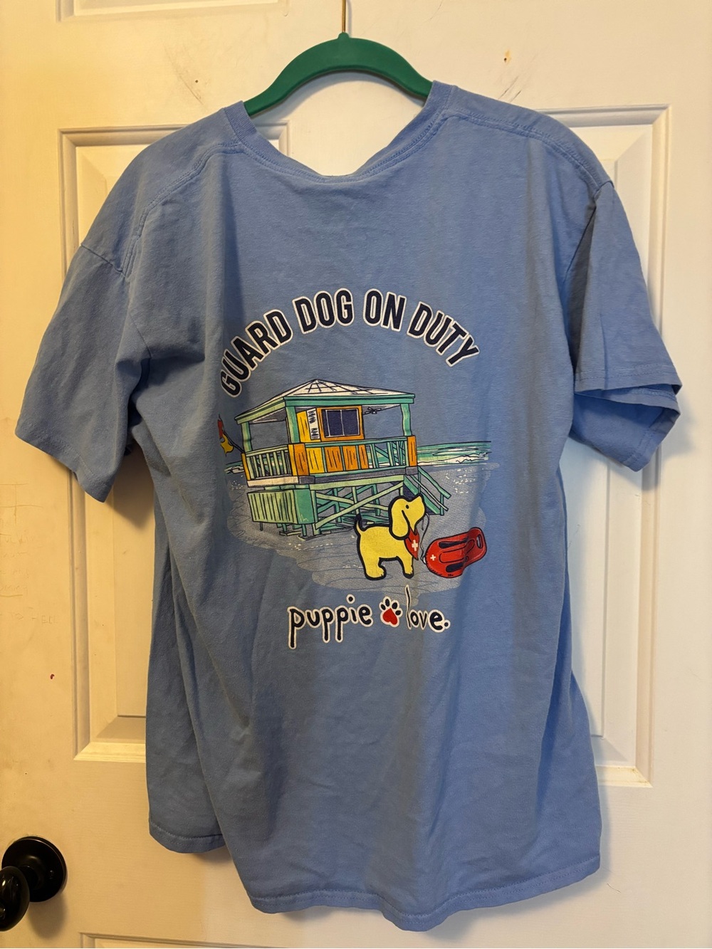 Puppy Love Guard Dog Blue Short-Sleeve Crewneck Tee Size Large L